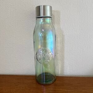 Starbucks iridescent recycled glass 20 oz bottle with embossed logo & screw top